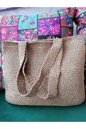 کیف ساحلی بژ زنانه حصیر Happy Hands - کد 743292346