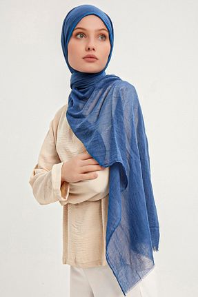 روسری آبی پلی استر Saless - کد 407068211