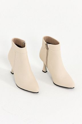 بوت / نیم بوت بژ زنانه چرم خالص OBEN AYAKKABI - کد 377032565