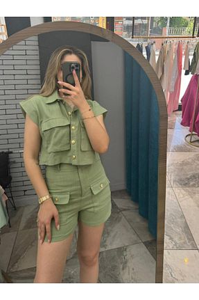 ست بالاتنه و پائین تنه سبز زنانه بافتنی rb roela butik - کد 849410813