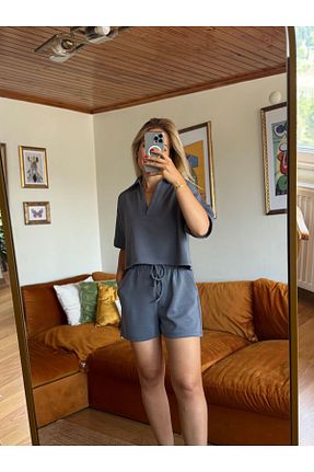 ست بالاتنه و پائین تنه طوسی زنانه بافتنی Butik - کد 847336318