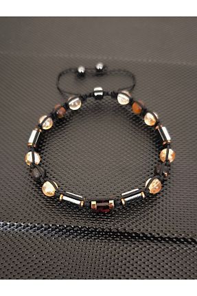 دستبند جواهر قهوه ای مردانه سنگ طبیعی tahrastone - کد 822220314
