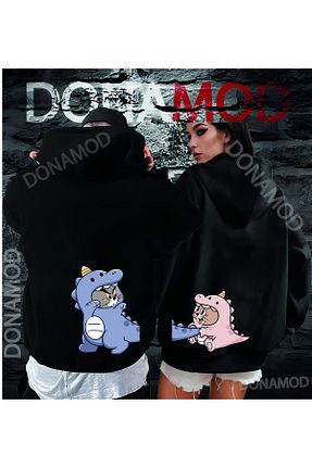 سوئیشرت مشکی زنانه چاپی donamod - کد 849469006