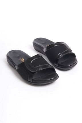 دمپائی مشکی زنانه چرم خالص NALİCİLER - کد 830560652