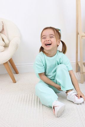 ست بالاتنه و پائین تنه آبی بچه گانه بافت HARİKA KİDS - کد 838871063