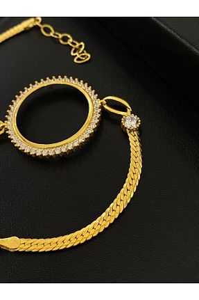 دستبند نقره طلائی زنانه 925 عیار Kiriş Gümüş - کد 849631706