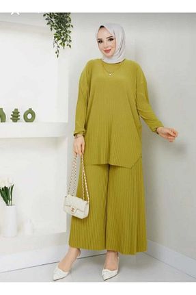 ست بالاتنه و پائین تنه حجاب سبز زنانه اورسایز ECK MODA - کد 849558228