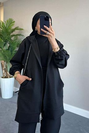 ست بالاتنه و پائین تنه حجاب مشکی زنانه رگولار burcumgiyim - کد 849611625