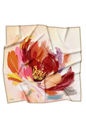 روسری سفید کرپ ساتن ابریشم SURA - کد 849631704