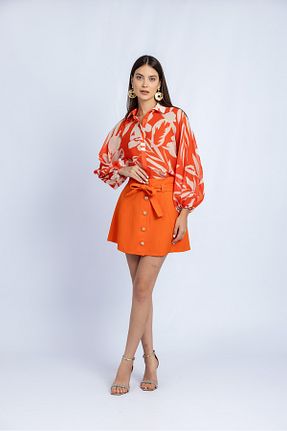 پیراهن نارنجی زنانه گشاد ELİSEV - کد 849637445