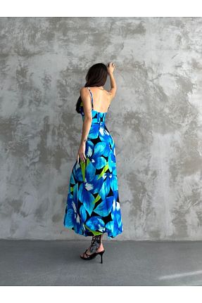 لباس آبی زنانه بافتنی İLKCET MODA - کد 849628325