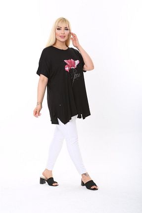 تیشرت سایز بزرگ مشکی زنانه اورسایز tıgersıze - کد 729912198