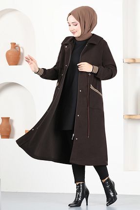 پالتو پشمی قهوه ای زنانه اسلیم ModaMerve - کد 798492996
