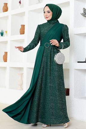 لباس مجلسی حجاب سبز زنانه یقه دوچرخه ModaMerve - کد 450847020