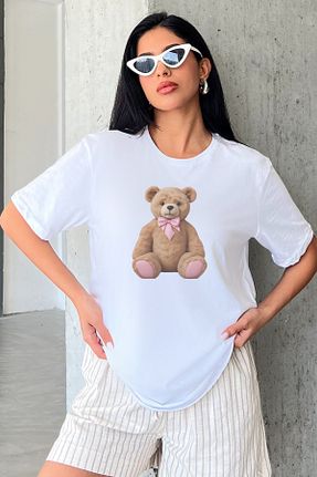 تیشرت سفید زنانه اورسایز Blah - کد 833266218