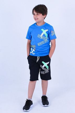 ست بالاتنه و پائین تنه آبی بچه گانه بافت YA KO KİDS - کد 304656907