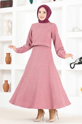 ست بالاتنه و پائین تنه صورتی زنانه بافتنی ModaMerve - کد 801435984
