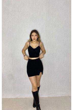 ست بالاتنه و پائین تنه مشکی زنانه بافتنی PADOVA - کد 846378564