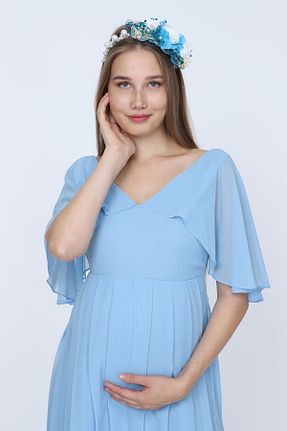 لباس بارداری آبی زنانه بافتنی MODA LABİO - کد 32060929