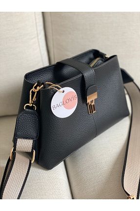 کیف دوشی مشکی زنانه چرم مصنوعی BAGLOVİS - کد 801989404