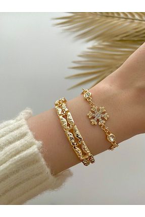 دستبند جواهر طلائی زنانه زیرکن Arzu Butik - کد 849617735
