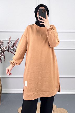 تونیک سایز بزرگ قهوه ای زنانه بافتنی GGMM - کد 810742675