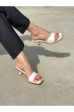 صندل سفید زنانه پاشنه ضخیم moderno shoes - کد 849634884