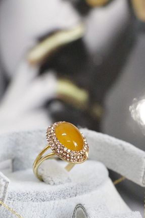 انگشتر نقره طلائی زنانه عقیق Silver - کد 840152176