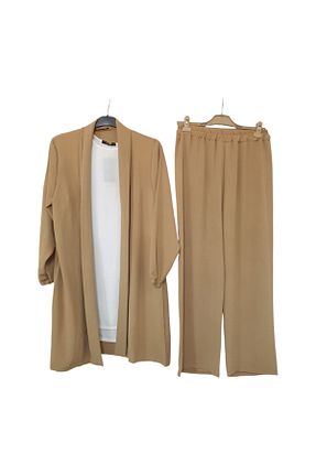 ست بالاتنه و پائین تنه حجاب قهوه ای زنانه سایز بزرگ GGMM - کد 849673599