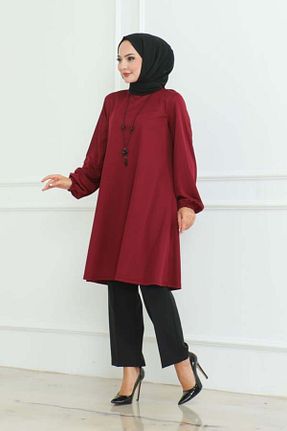 تونیک حجاب زرشکی زنانه پلی استر Genel Markalar - کد 849725932