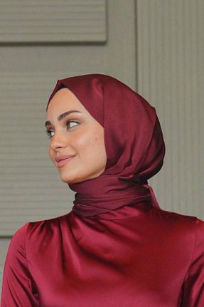روسری زرشکی ساتن Azeem - کد 849693960