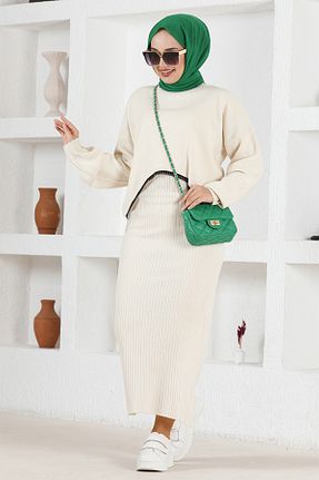 ست بالاتنه و پائین تنه طوسی زنانه بافتنی ModaMerve - کد 788352718