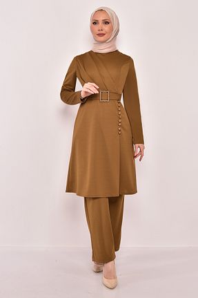 ست بالاتنه و پائین تنه حجاب قهوه ای زنانه اسلیم ModaMerve - کد 703925260