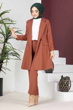 ست بالاتنه و پائین تنه قهوه ای زنانه بافتنی ModaMerve - کد 802046400