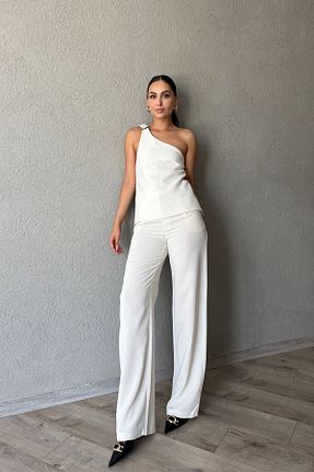 شلوار سفید زنانه بافتنی Seda Yalçın Atelier - کد 847836346