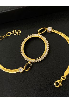 دستبند نقره طلائی زنانه 925 عیار Kiriş Gümüş - کد 849631706