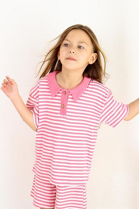 ست بالاتنه و پائین تنه صورتی بچه گانه پنبه ای MiaBaby - کد 844505045
