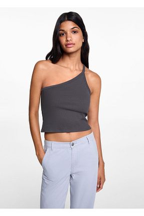 تیشرت مشکی زنانه Asimetrik MANGO Teen - کد 824758156