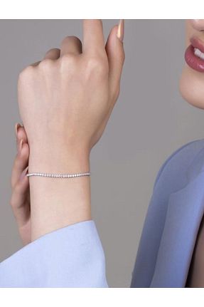 دستبند طلا سفید زنانه 14 عیار Çelikoğlu Kuyumculuk - کد 849468244