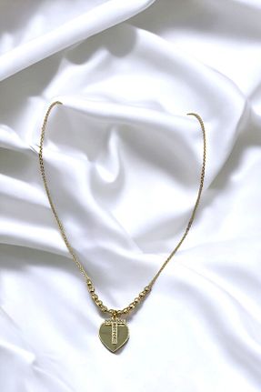 گردنبند استیل ( فولاد ) طلائی زنانه Luxe Loom Zarafetin Işıltısı - کد 783284952
