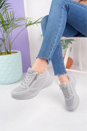 کفش اسنیکر طوسی زنانه چرم مصنوعی Aleza Shoes - کد 797028610
