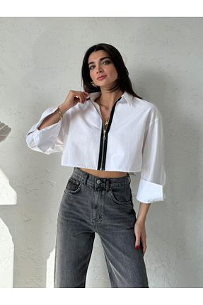 پیراهن سفید زنانه کراپ My Blog - کد 849623350