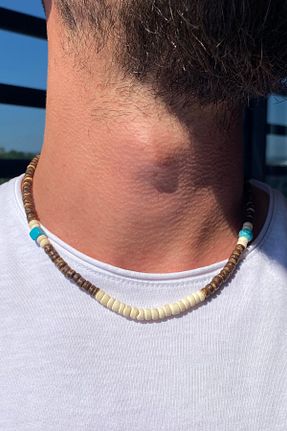 گردنبند جواهر قهوه ای مردانه منجق Takıştır - کد 849712268