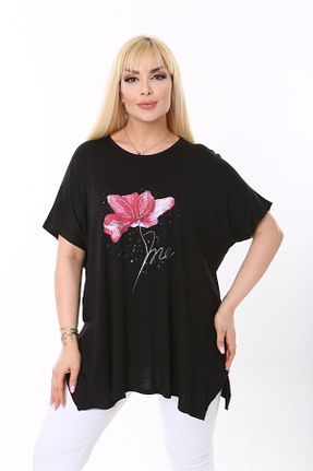 تیشرت سایز بزرگ مشکی زنانه اورسایز tıgersıze - کد 729912198