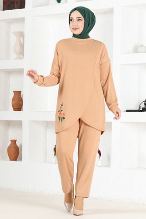 ست بالاتنه و پائین تنه بژ زنانه بافتنی ModaMerve - کد 793036908
