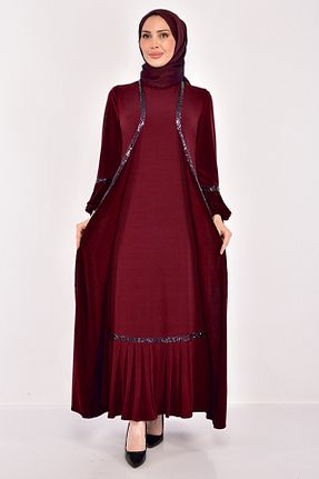 ست بالاتنه و پائین تنه زرشکی زنانه بافتنی ModaMerve - کد 754516664
