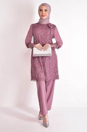 ست بالاتنه و پائین تنه حجاب صورتی زنانه رگولار ModaMerve - کد 641048671
