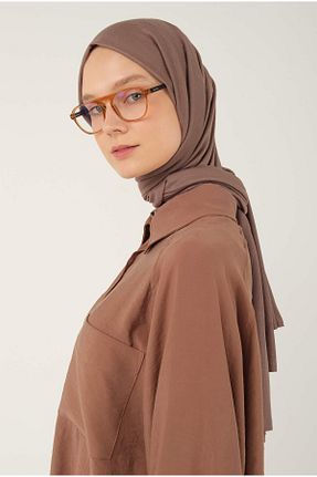 شال قهوه ای زنانه پنبه ای HEQA - کد 701290890