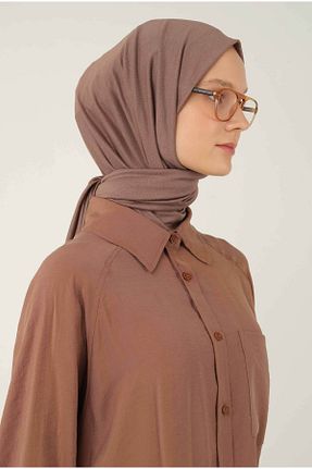 شال قهوه ای زنانه پنبه ای HEQA - کد 701290890