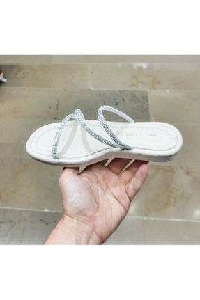 دمپائی بژ زنانه چرم مصنوعی WHİTE LİNE - کد 847416745